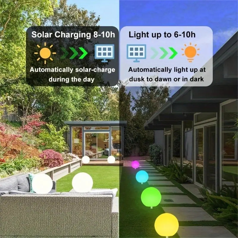 Hoodink 8-In Solar Globe Light Outdoor, Waterproof Solar Ball Light for outside W/Remote, 16 RGB Color Changing Glowing Orb Lamp Landscape Lighting Mood Lamp W/Ground Stake for Garden Patio Yard Pathway Decor Mothersdaygiftideas