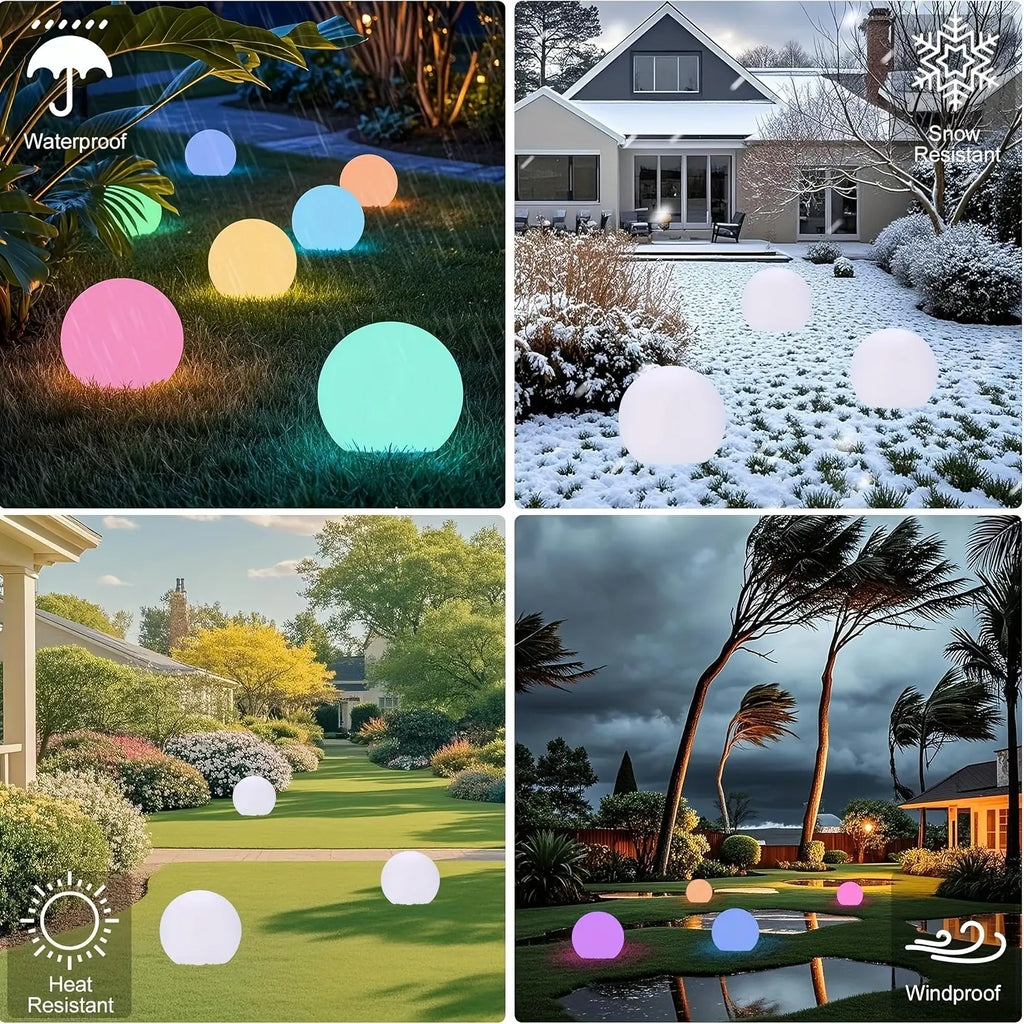 Hoodink 8-In Solar Globe Light Outdoor, Waterproof Solar Ball Light for outside W/Remote, 16 RGB Color Changing Glowing Orb Lamp Landscape Lighting Mood Lamp W/Ground Stake for Garden Patio Yard Pathway Decor Mothersdaygiftideas